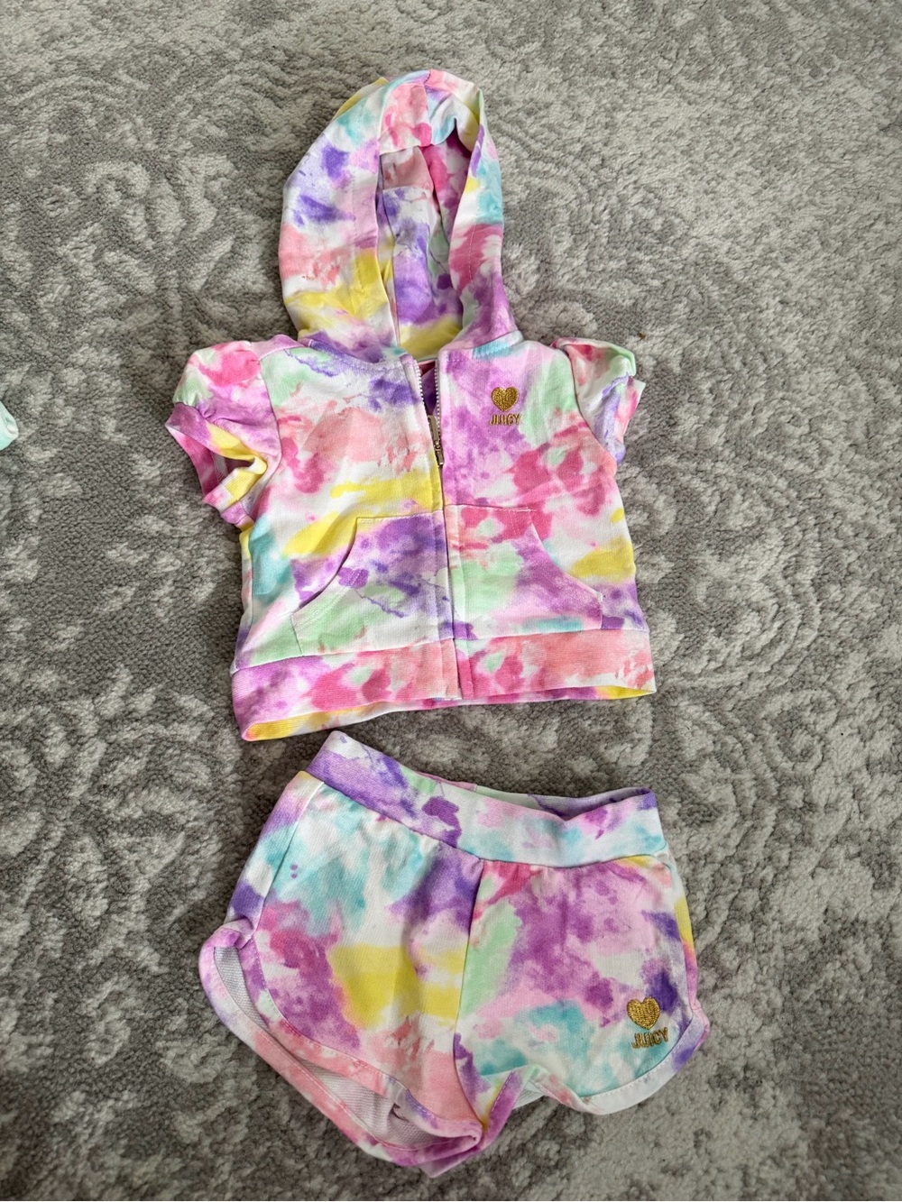 Juicy Couture Tie-Dye Pink Purple Yellow Kids Matching Set